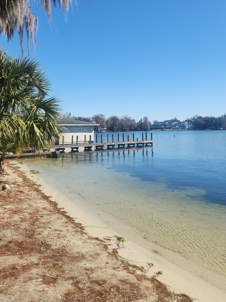 The beach and Chain of Lakes at Dinky Dock Park